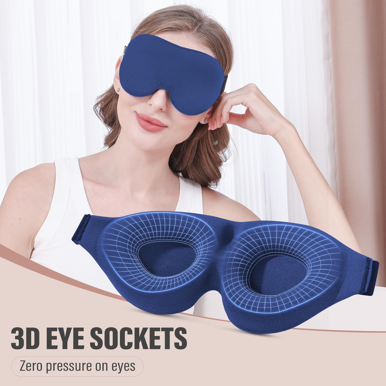 Purple 3D Contoured Sleep Eye Mask - 360 Degree Blackout Blindfold with view 3