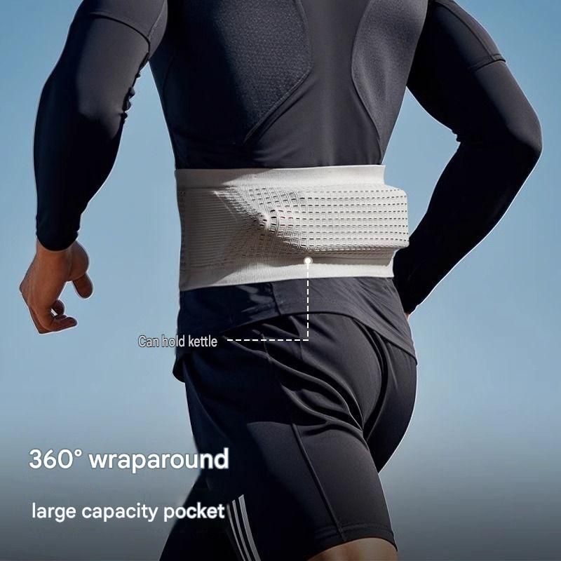 Black L Size Running Waist Belt - High Stretch Spandex Nylon Blend view 3