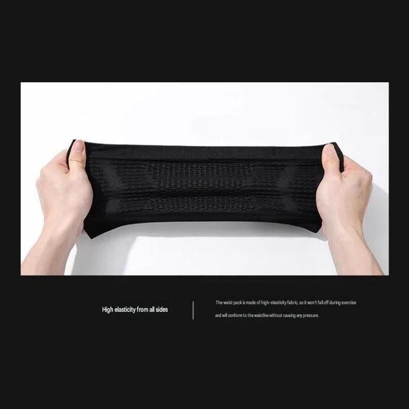 Black L Size Running Waist Belt - High Stretch Spandex Nylon Blend view 10
