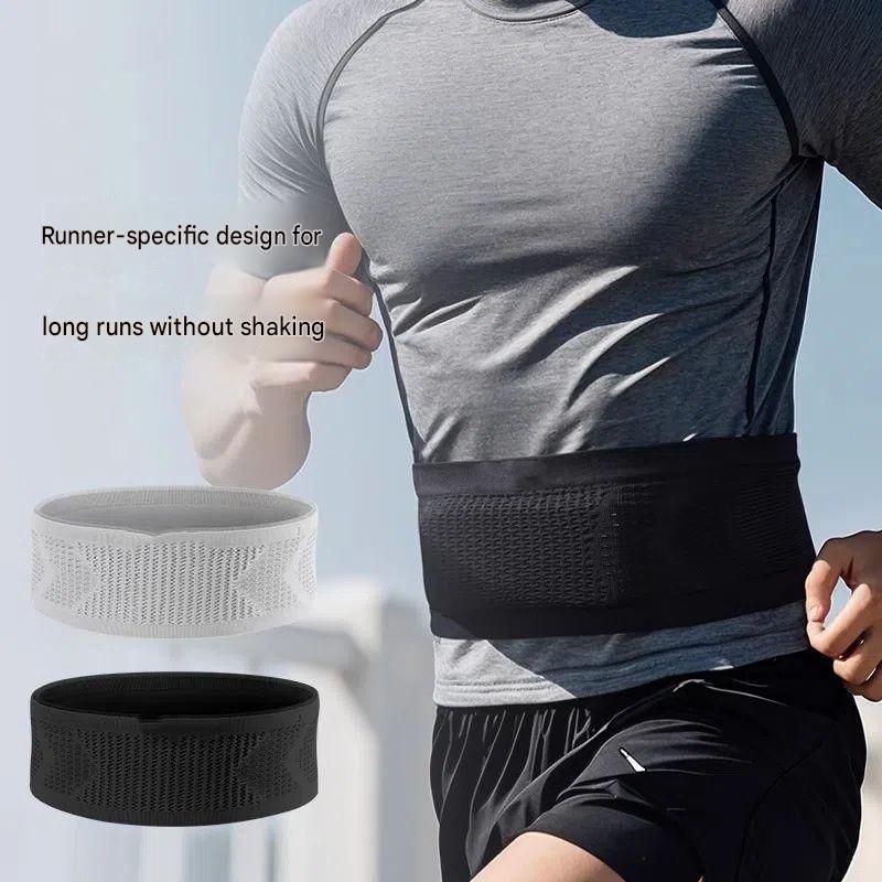Grey M Size Running Waist Belt - High Stretch Spandex Nylon Blend view 2