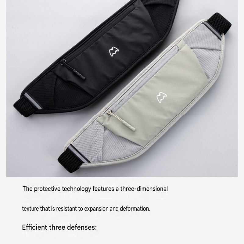 Grey Running Waist Pack—Made of waterproof nylon with an adjustable strap view 6