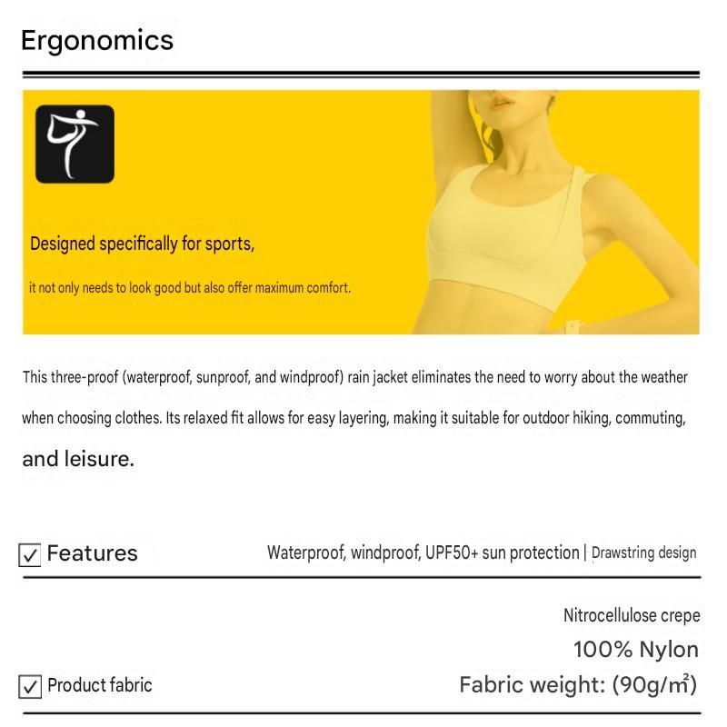 Black M Size Women's Lightweight Hooded Windbreaker Jacket - Nylon view 5