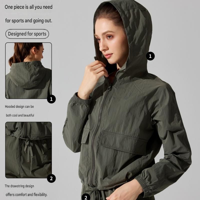 Women's Lightweight Outdoor Windproof and warm set - Beige M Size Waterproof view 3