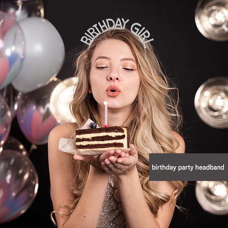 Silvery Birthday queen Rhinestone decorative headband - Alloy Letter Hair view 2