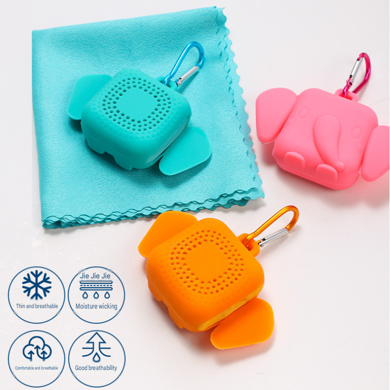Blue Portable Quick Dry Towel with Elephant Storage Box - Microfiber Cooling view 5