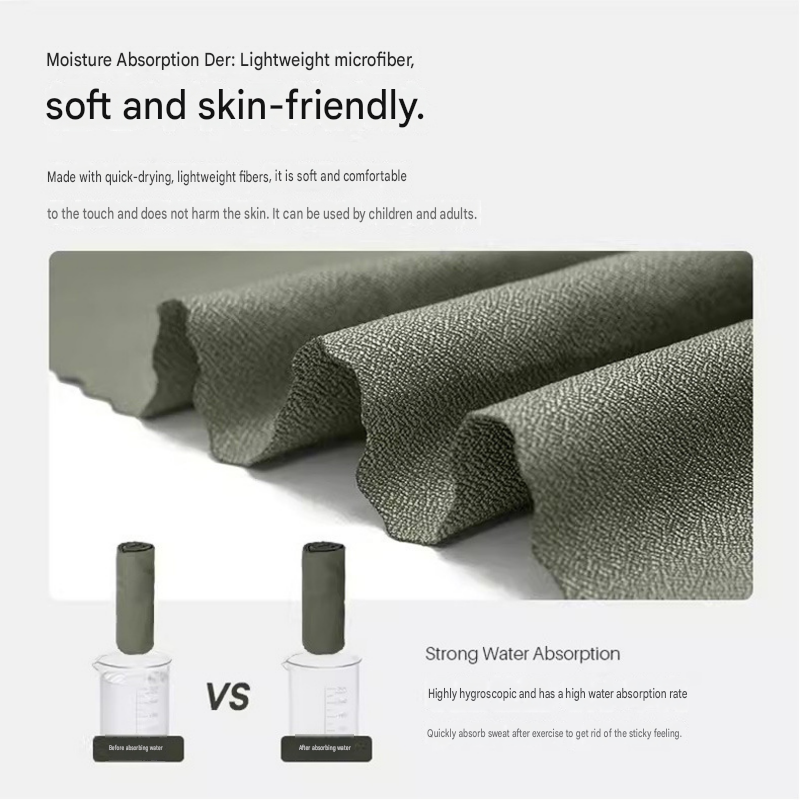 Green Portable Quick Dry Towel with Elephant Storage Box - Microfiber Cooling view 7