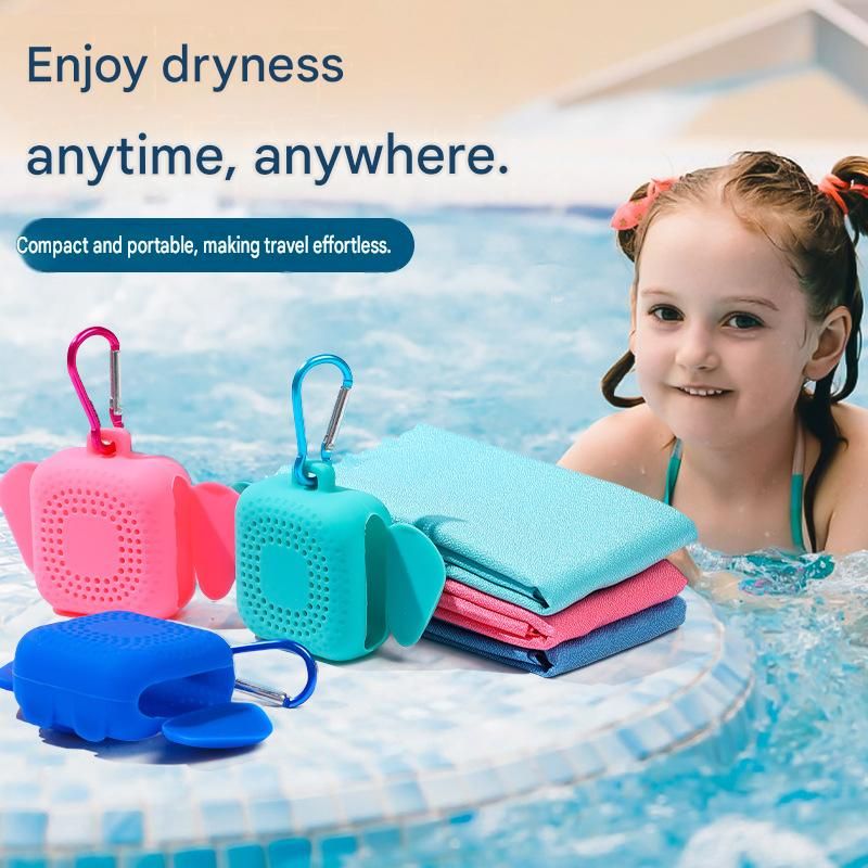 Red Portable Quick Dry Towel with Elephant Storage Box - Microfiber Cooling view 3