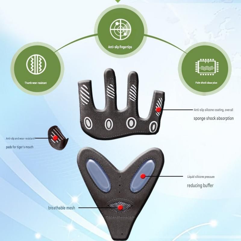 Grey M size Women's Half-Finger Fitness Gloves - Liquid Silicone Shock Absorption view 6