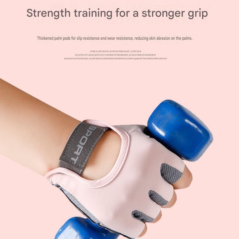 Black M size Women's Half-Finger Fitness Gloves - Liquid Silicone Shock Absorption view 7