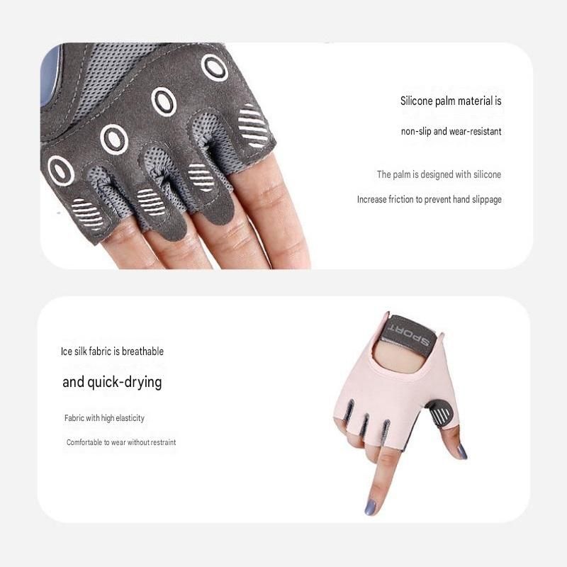 Black L size Women's Half-Finger Fitness Gloves - Liquid Silicone Shock Absorption view 12