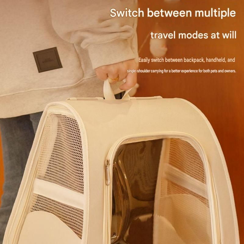 White Breathable Pet Carrier Backpack - Nylon Cat Travel Bag with Large Clear view 6