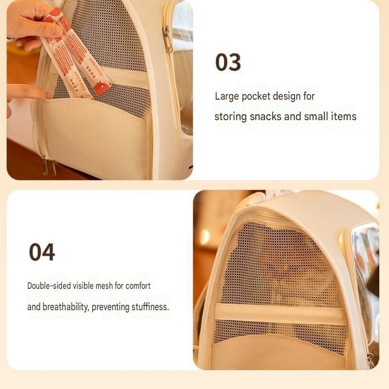 Yellow Breathable Pet Carrier Backpack - Nylon Cat Travel Bag with Large Clear view 8