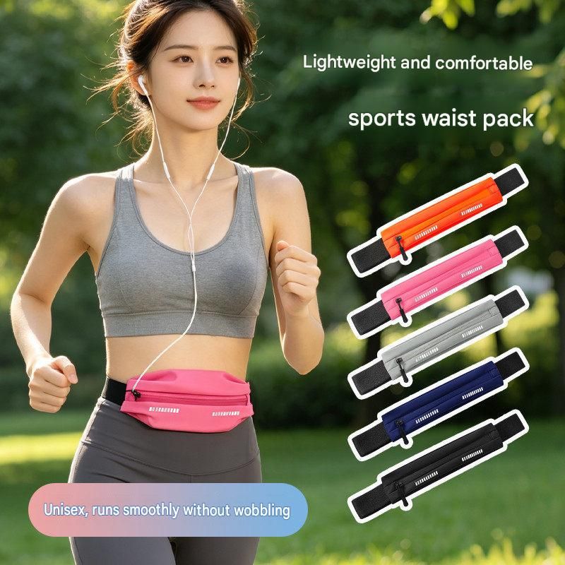 Blue Running Waist Belt - High Stretch Nylon Sports Fanny Pack with Reflective view 2