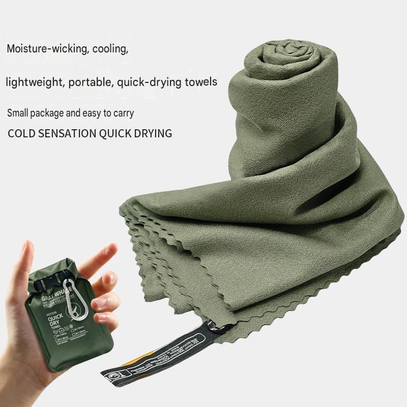 Outdoor Sports Combo Set - Green Microfiber Quick Dry Cooling Towel and Orange view 5