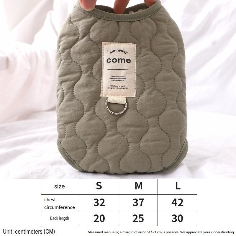 Winter Pet Care Bundle - L Size 42*30cm Green Quilted Dog Vest with Leash Ring view 6