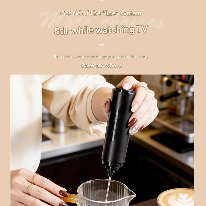 White Electric Milk Frother Handheld - 304 Stainless Steel and ABS view 5