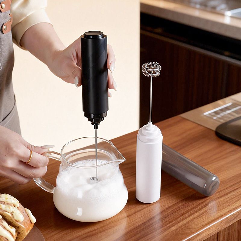 White Electric Milk Frother Handheld - 304 Stainless Steel and ABS view 9