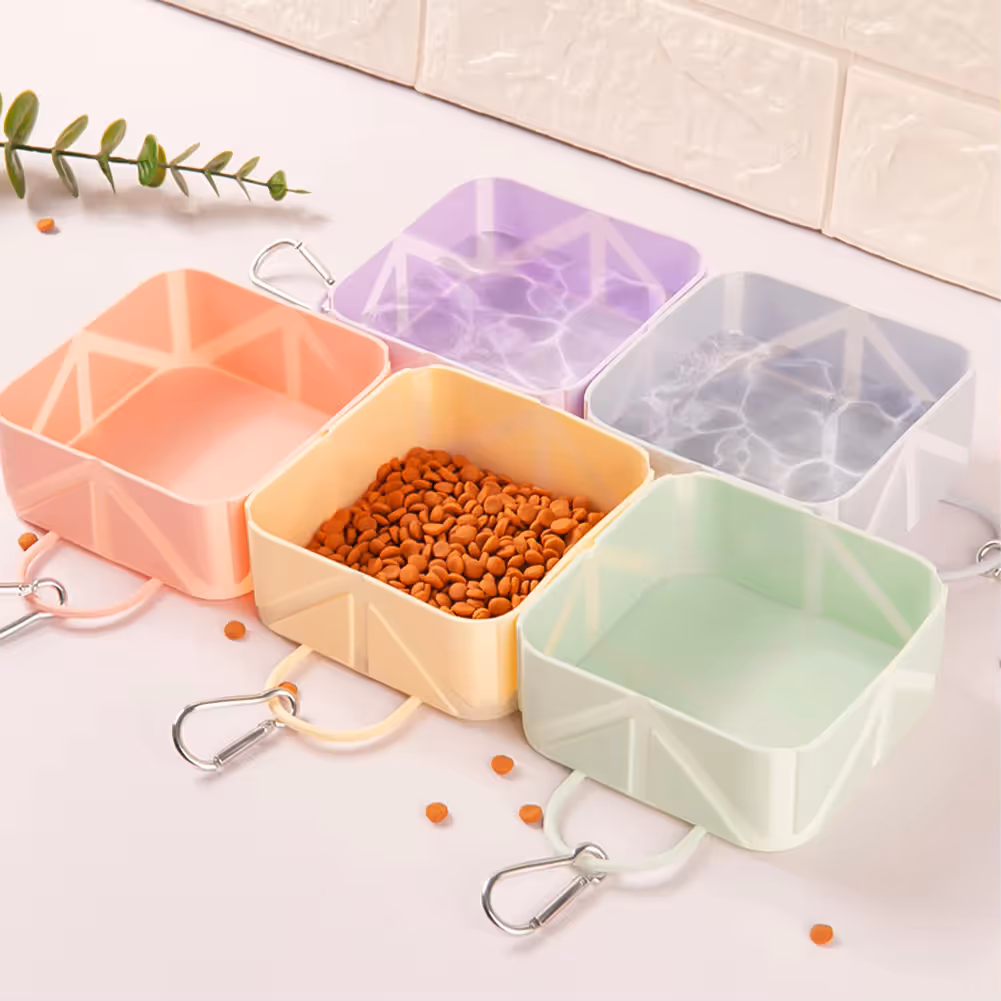 2-Pack Purple Portable Silicone Pet Travel Bowl - Foldable Outdoor Water & view 4