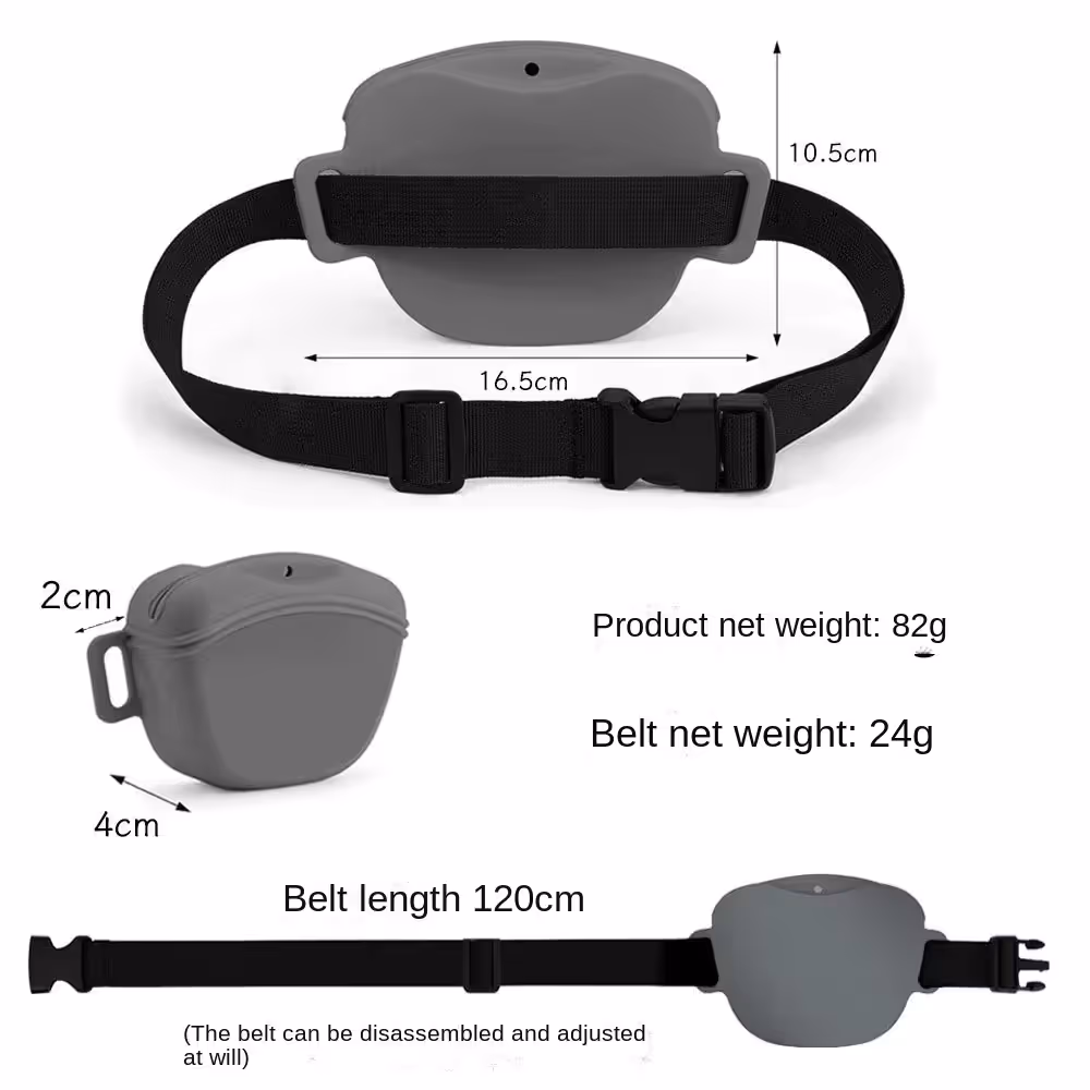 Cyan Silicone Dog Training Treat Pouch with Adjustable Waist Belt Hands-Free view 6