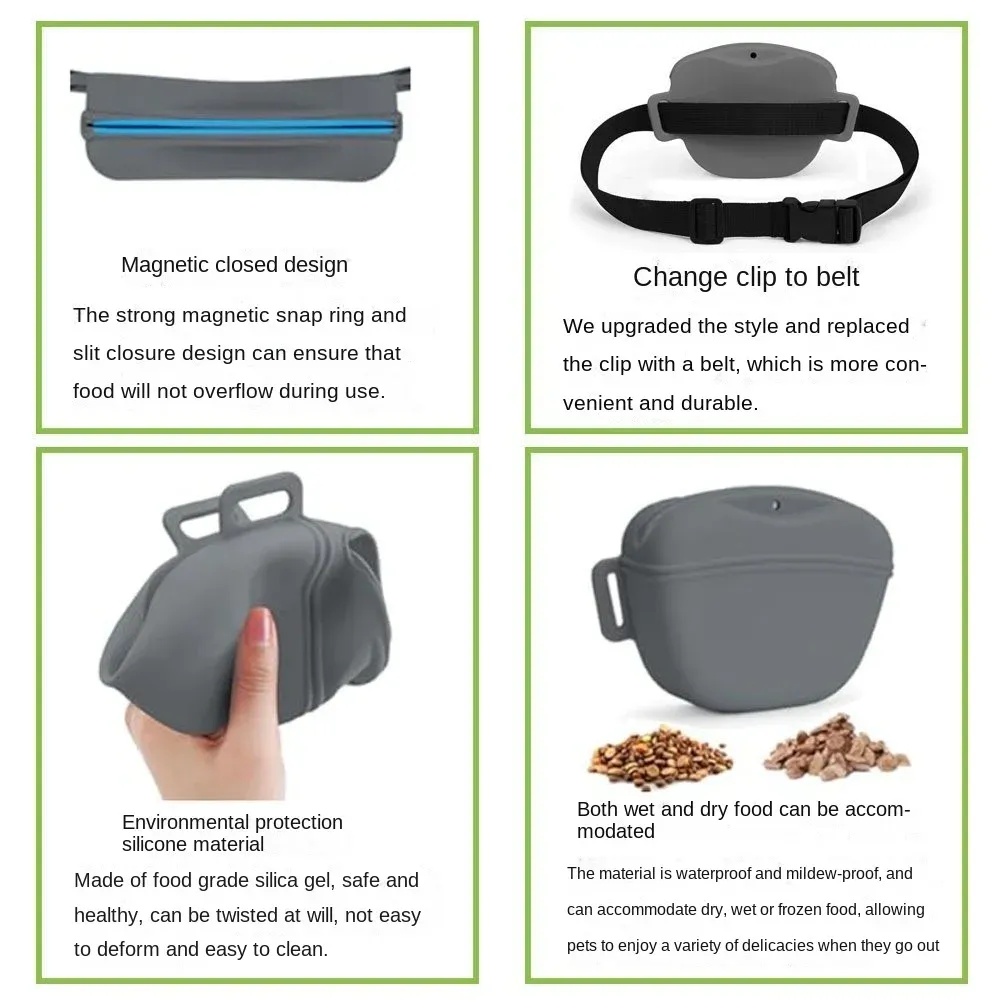 Pink Silicone Dog Training Treat Pouch with Adjustable Waist Belt Hands-Free view 5