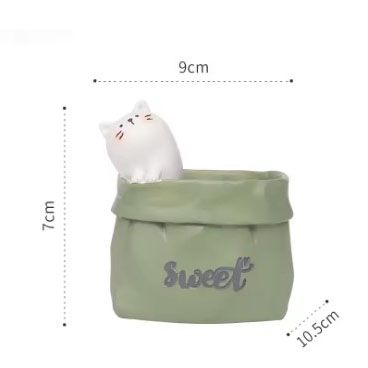 Creative Animal-Themed "Paper Bag" Pen Holder (Cat) — Resin Desktop Organizer view 6