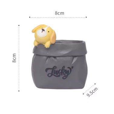 Creative Animal-Themed "Paper Bag" Pen Holder (Dog) — Resin Desktop Organizer view 6