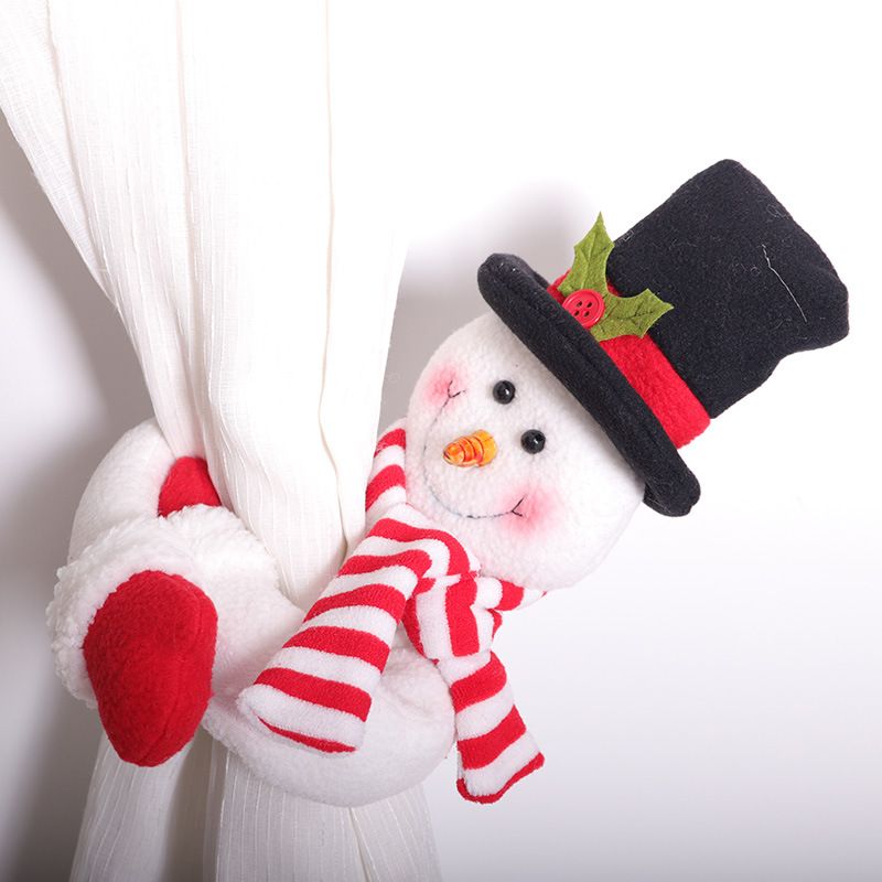 Christmas Flannel Throw Blanket and Snowman Curtain Tieback Set view 4