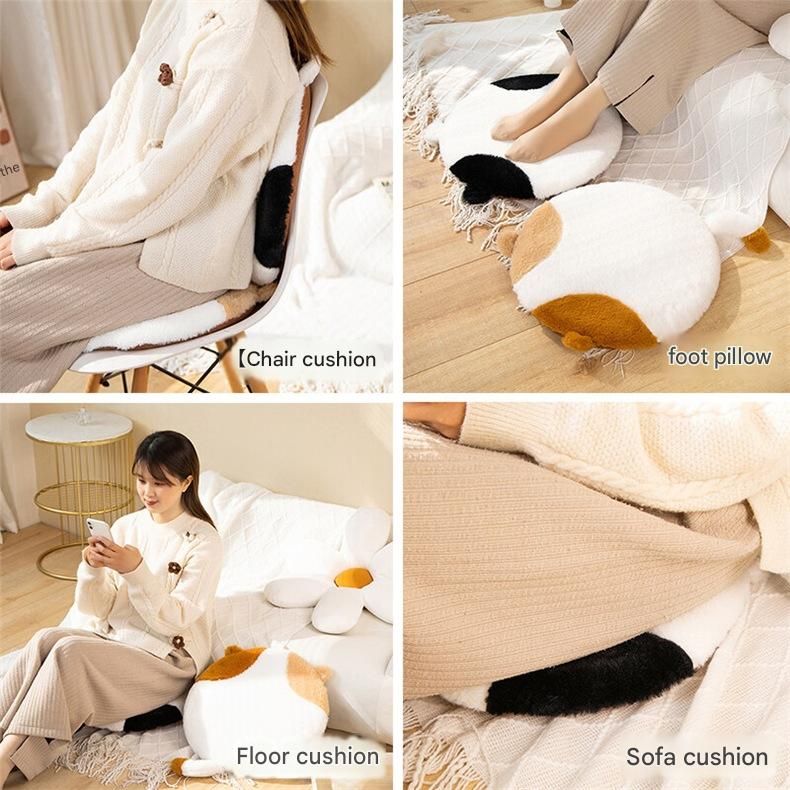 40cm Round Cat-Themed Seat Cushion (Black and White Cat) — Slow-Rebound Memory view 3