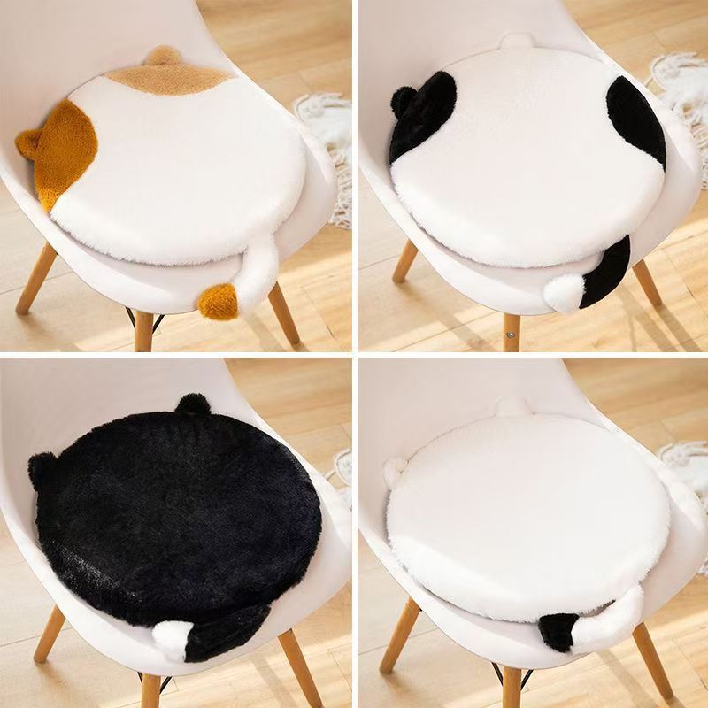 40cm Round Cat-Themed Seat Cushion (Black and White Cat) — Slow-Rebound Memory view 7