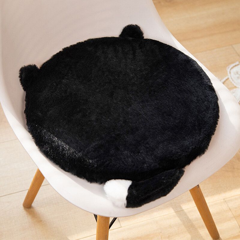40cm Round Cat-Themed Seat Cushion (Black Cat with a White Tail) — — image 1