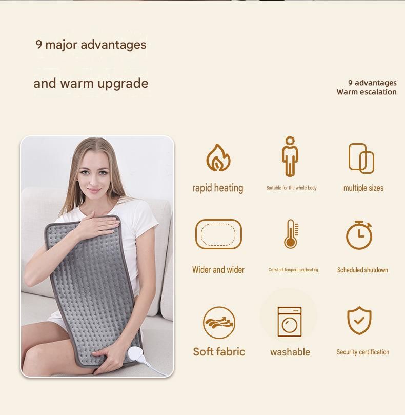 Electric Heating Pad 40 x 76cm with 9 Heat Levels and 4 Timer Settings view 2