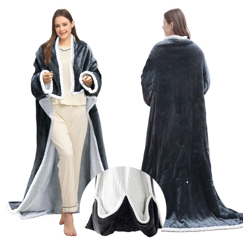 Wearable Electric Heated Blanket with Foot Pocket 127x177cm and Suede Fleece view 2