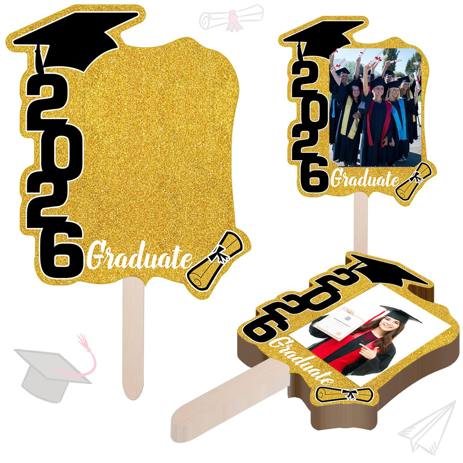 Graduate Photo Frame Fan Prop for Graduation Party (12pcs Red) view 3
