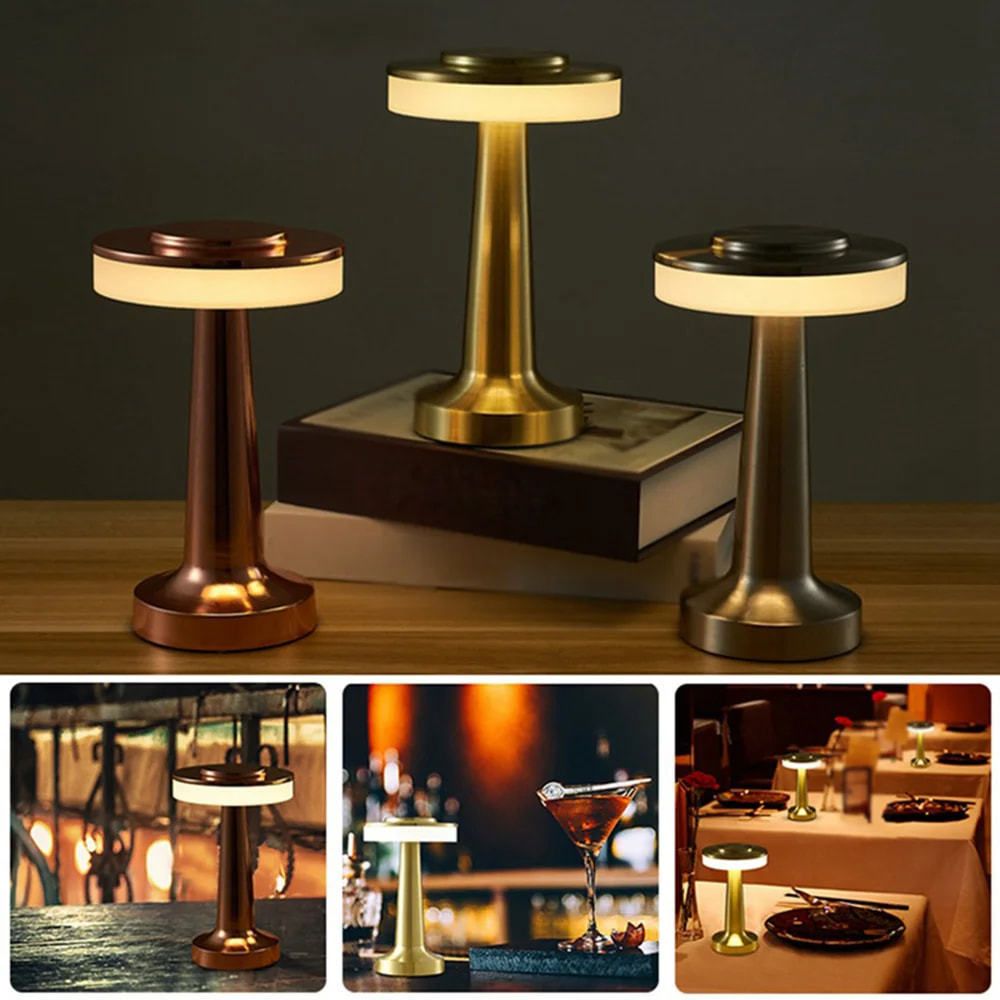 Black Rechargeable UFO Table Lamp Touch Control LED Bedside Night Light view 2