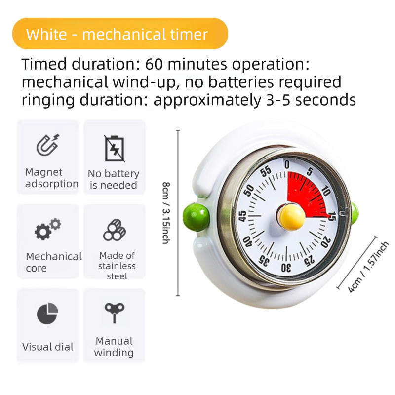 Macaron Pastel Dual-Tip Highlighter & Magnetic Mechanical Timer(White) Set view 3