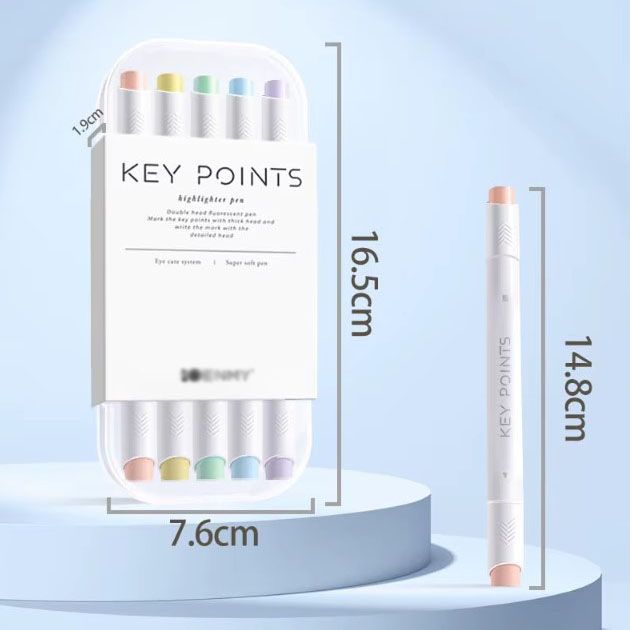 Macaron Pastel Dual-Tip Highlighter & Magnetic Mechanical Timer(White) Set view 6