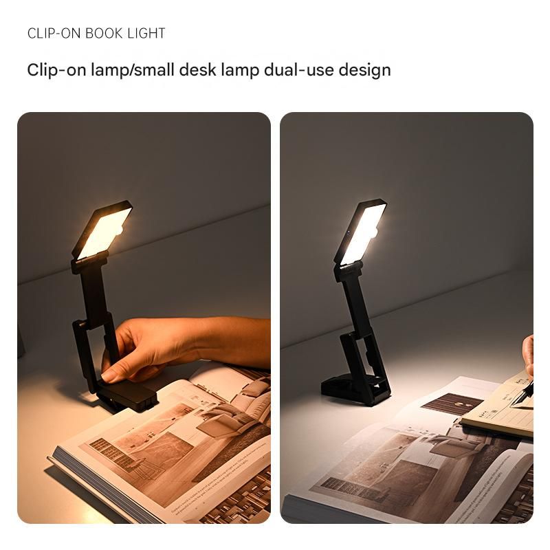 White Rechargeable LED Clip-On Reading Light - Foldable Portable Mini Book view 2