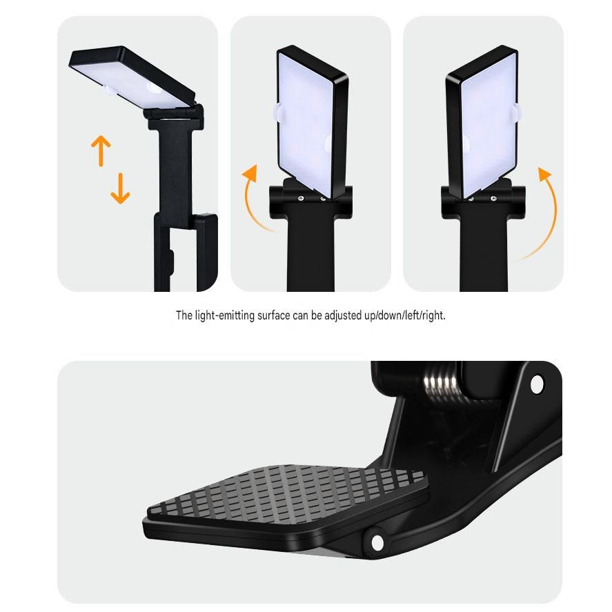 White Rechargeable LED Clip-On Reading Light - Foldable Portable Mini Book view 6