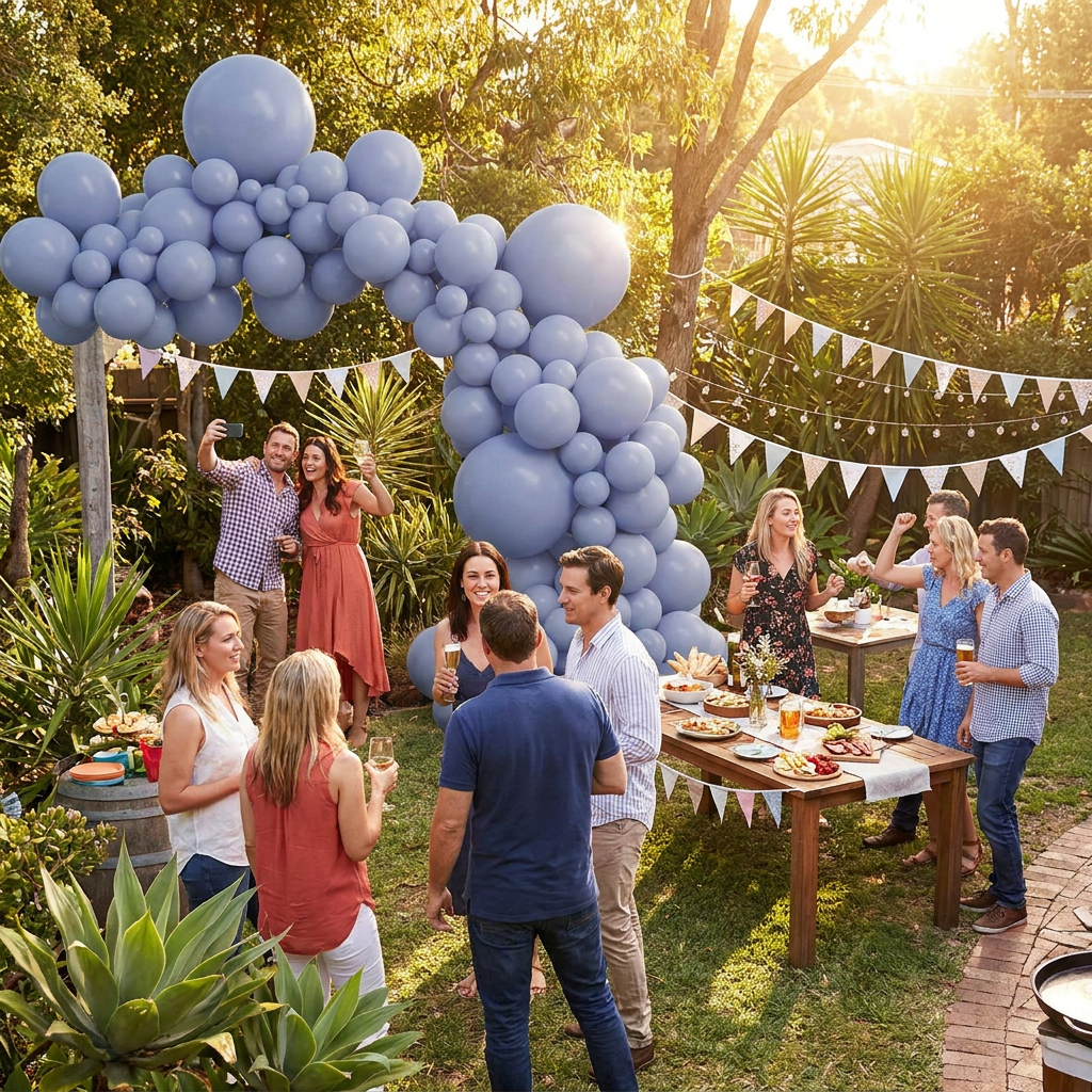 140PCS Grayish blue Balloon Garland Kit Latex Balloon Arch Set for Birthday view 3