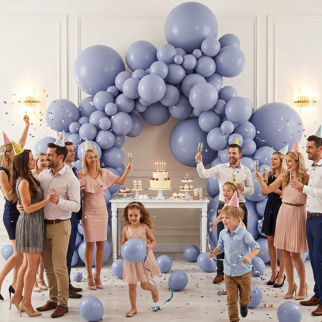 140PCS Grayish blue Balloon Garland Kit Latex Balloon Arch Set for Birthday view 4