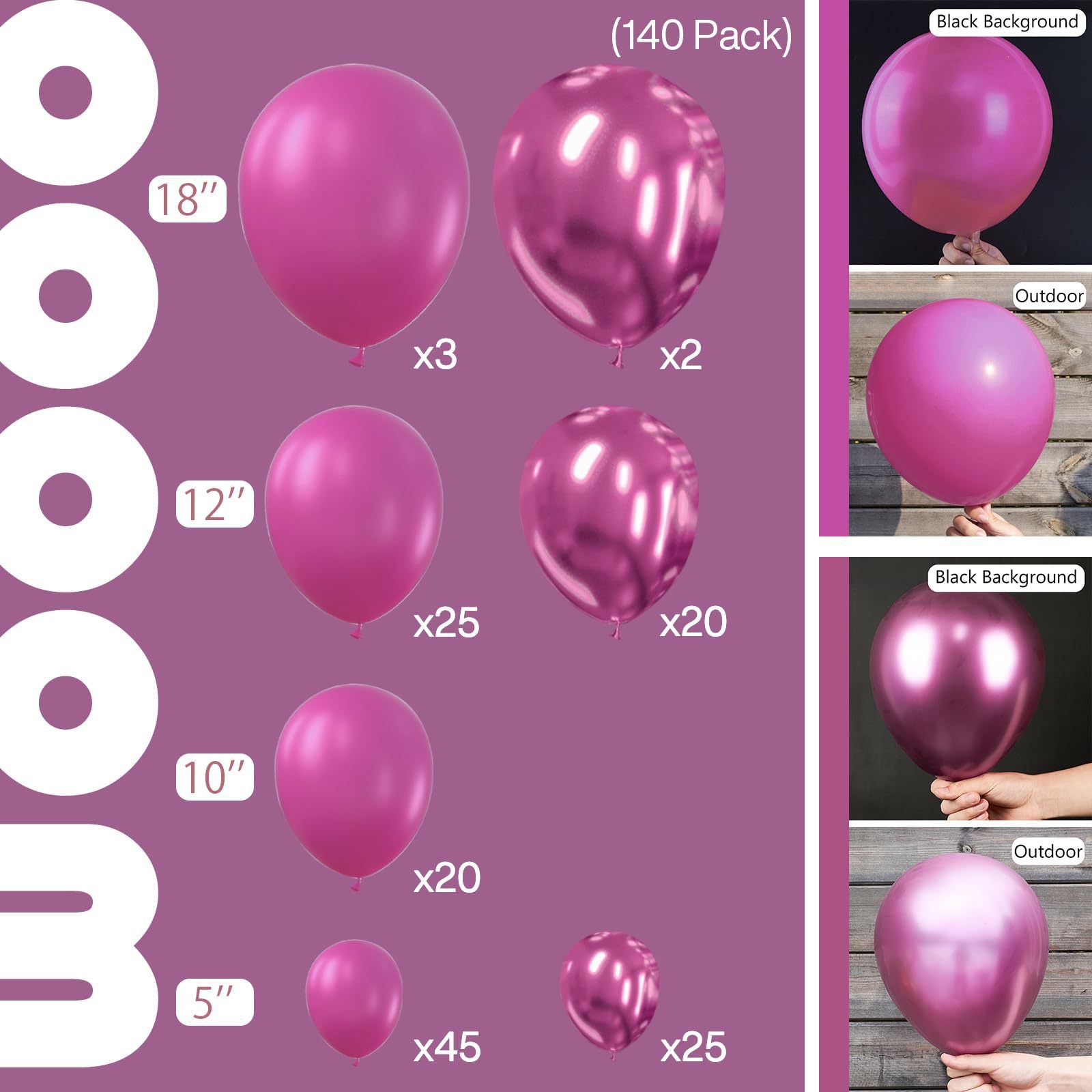 140PCS Rose red Balloon Garland Kit Latex Balloon Arch Set for Birthday view 5