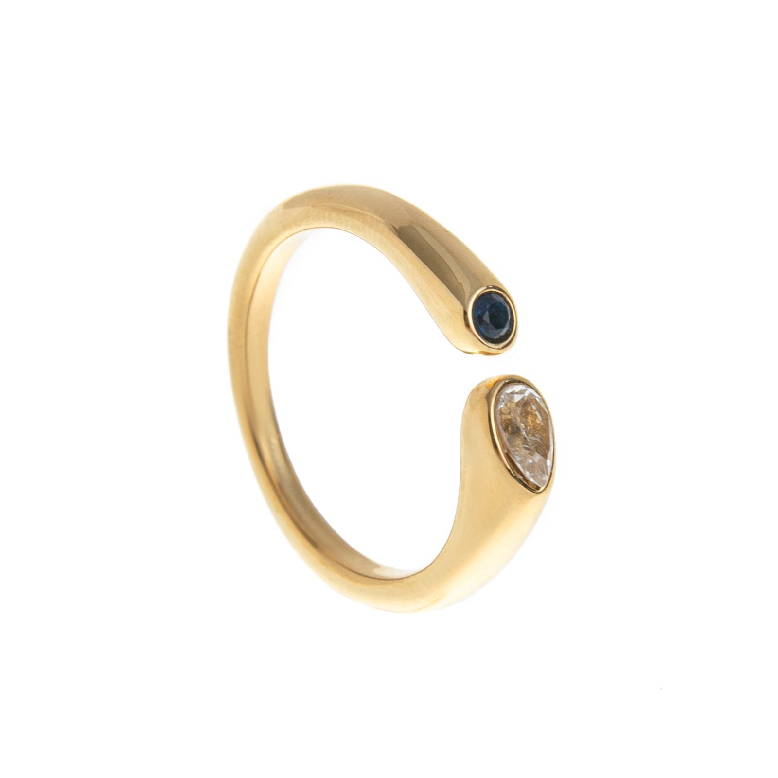 Adjustable Birthstone(April) Open Ring Set 18K Gold Plated Stainless Steel view 2