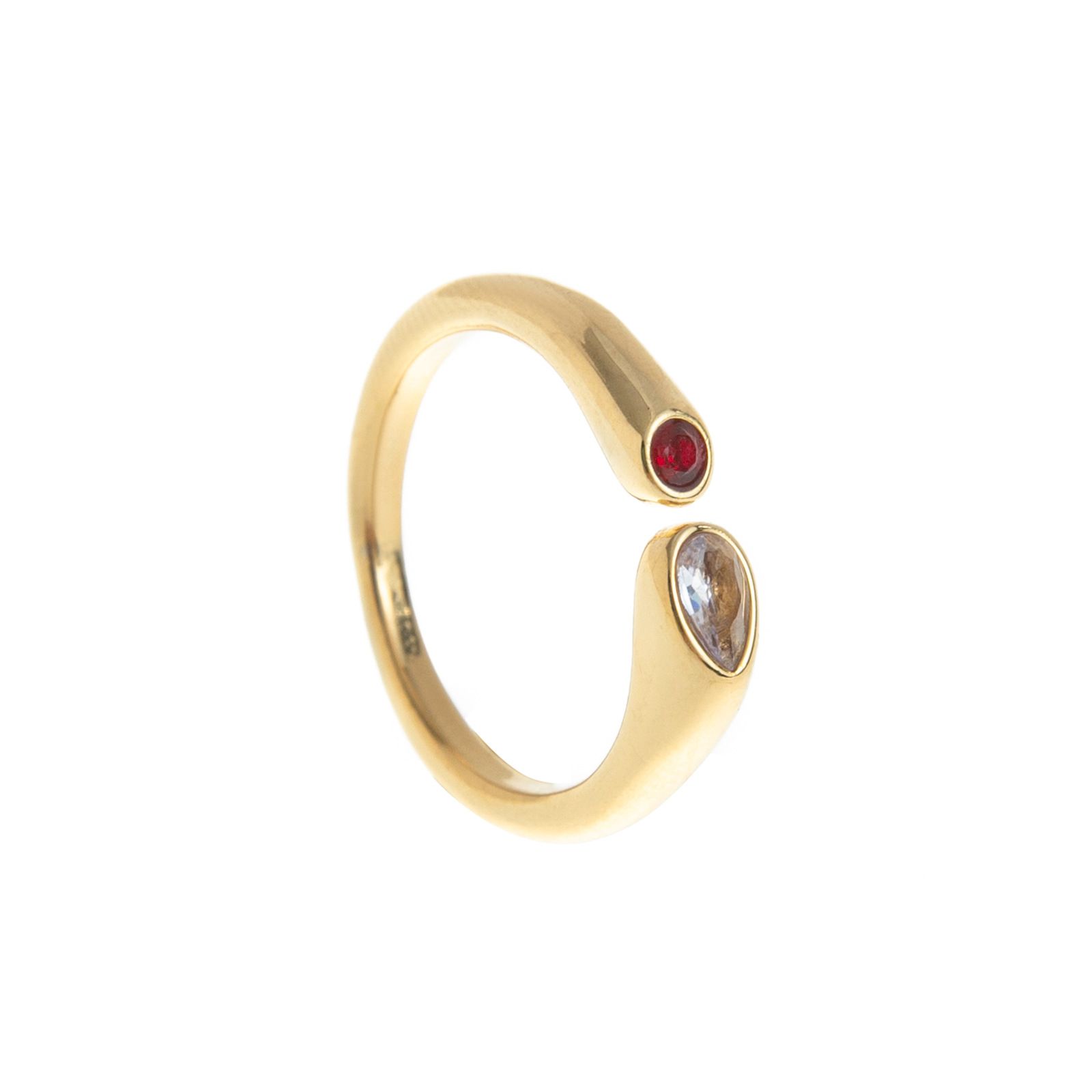Adjustable Birthstone(June) Open Ring Set 18K Gold Plated Stainless Steel view 2