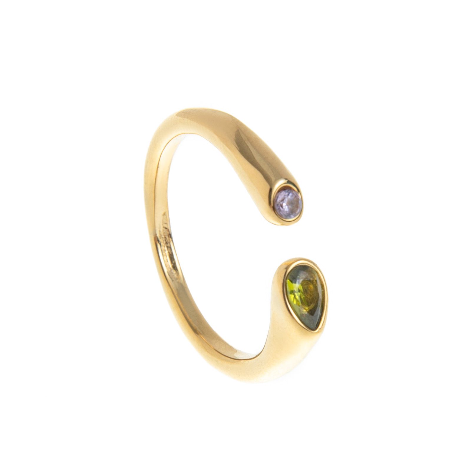 Adjustable Birthstone(August) Open Ring Set 18K Gold Plated Stainless Steel view 4