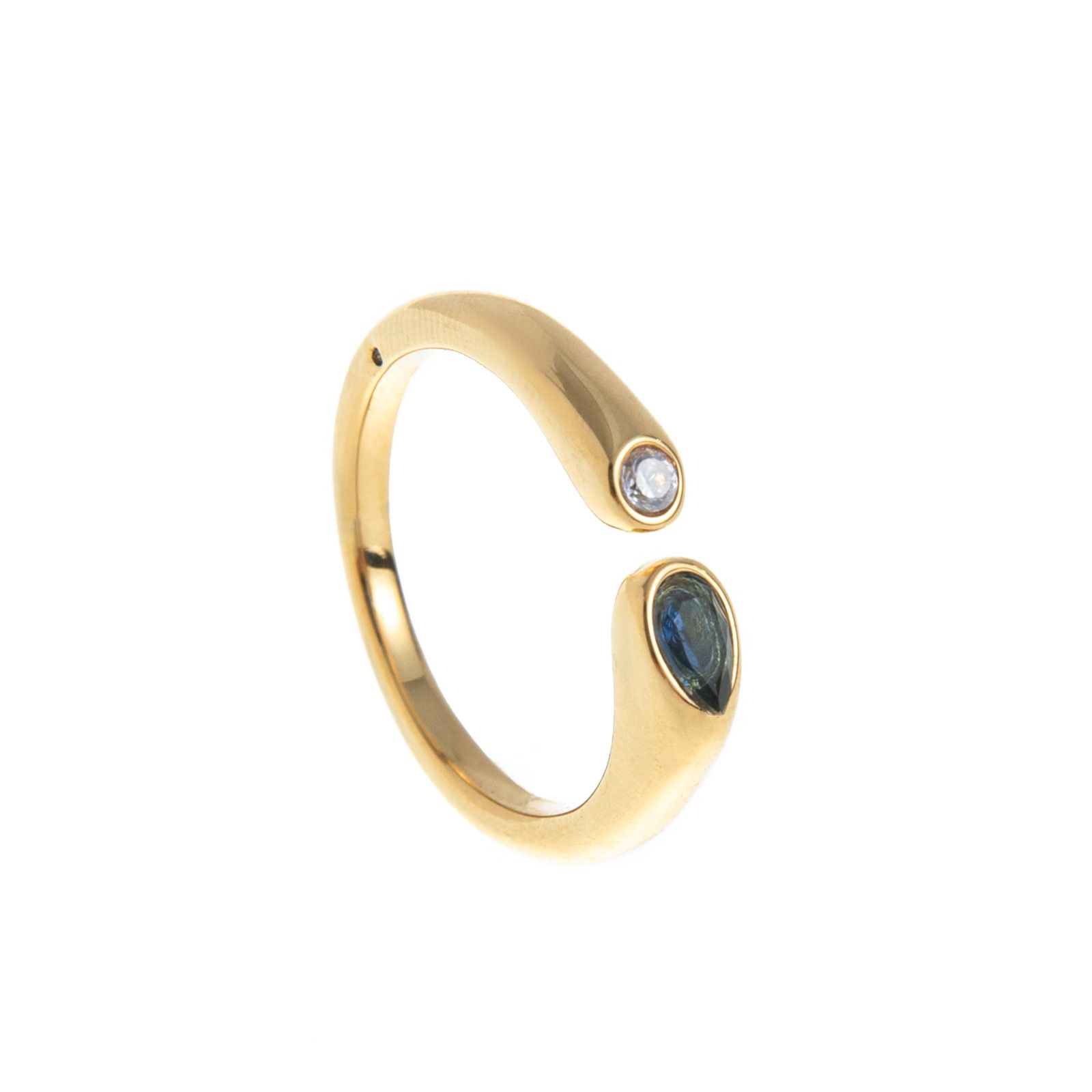 Adjustable Birthstone(September) Open Ring Set 18K Gold Plated Stainless Steel view 4