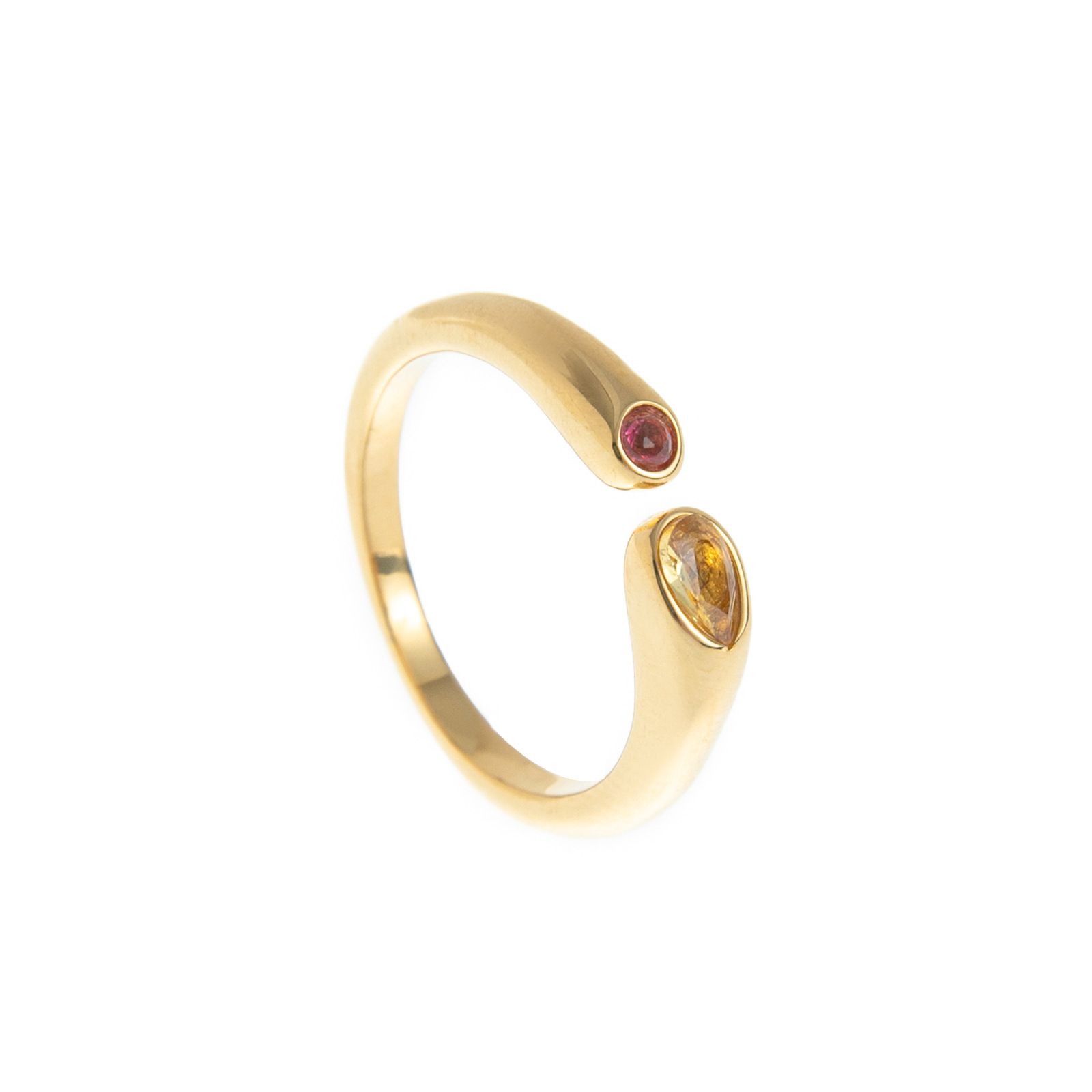 Adjustable Birthstone(November) Open Ring Set 18K Gold Plated Stainless Steel view 3
