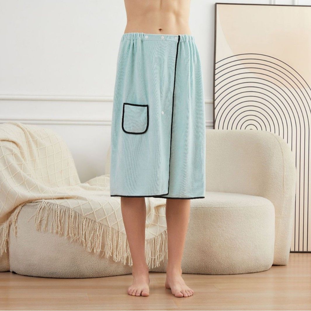 Men's Bath Wrap Microfiber Quick Dry Absorbent Adjustable Snap Closure Light view 3