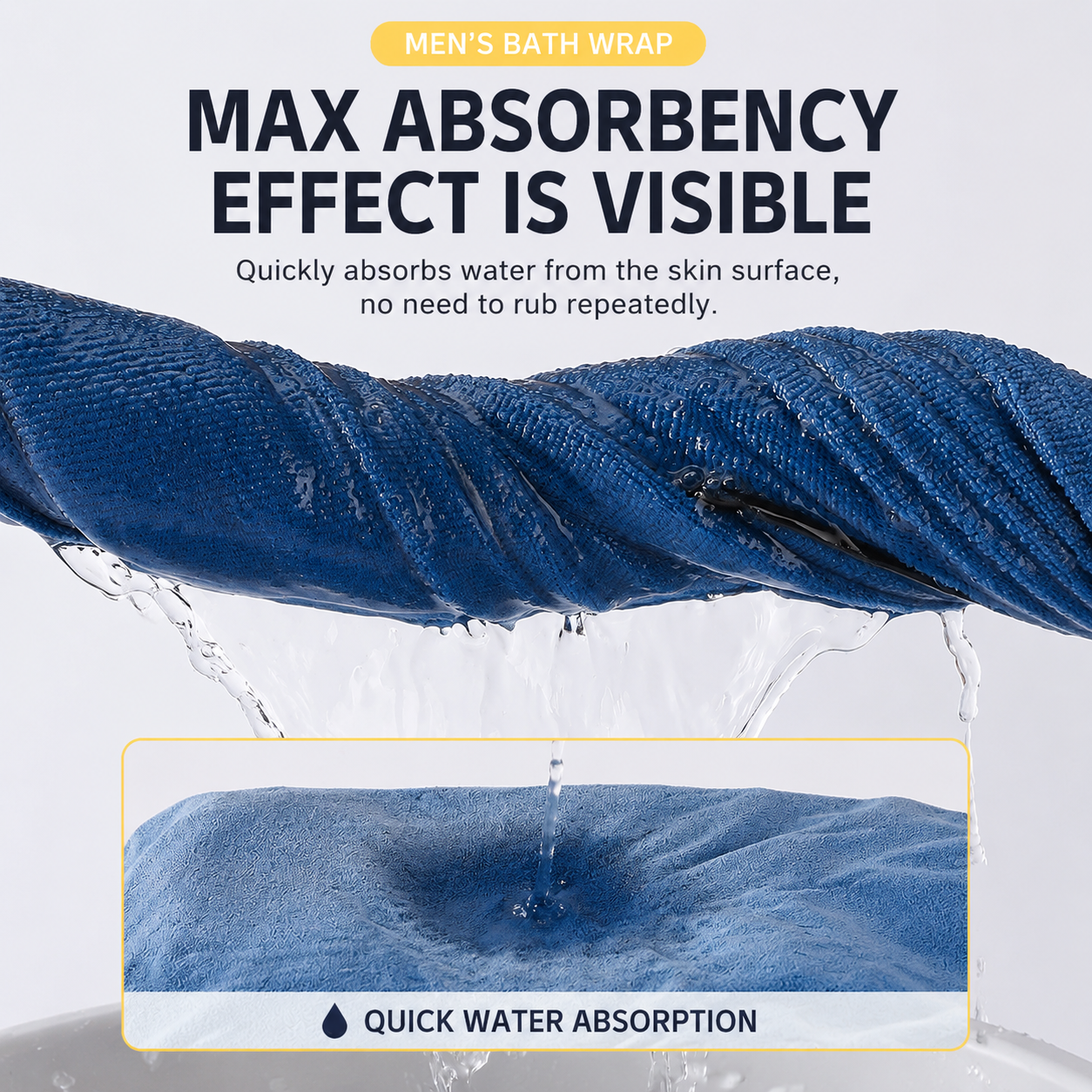 Men's Bath Wrap Microfiber Quick Dry Absorbent Adjustable Snap Closure Navy view 5