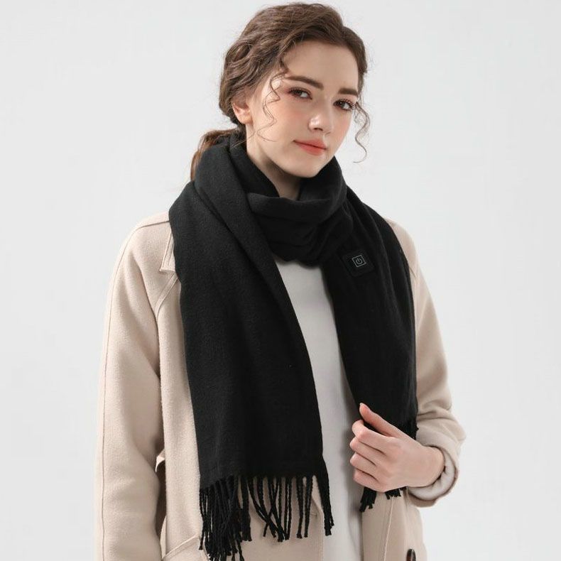 Black USB Heated Scarf Electric Heating Winter Scarf Smart Temperature Control view 2