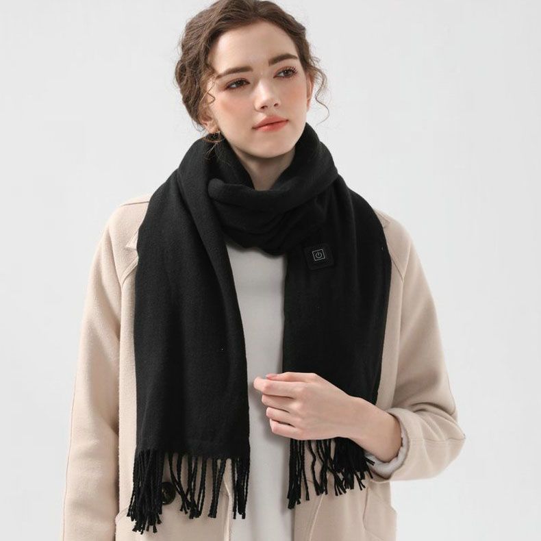 Black USB Heated Scarf Electric Heating Winter Scarf Smart Temperature Control view 3